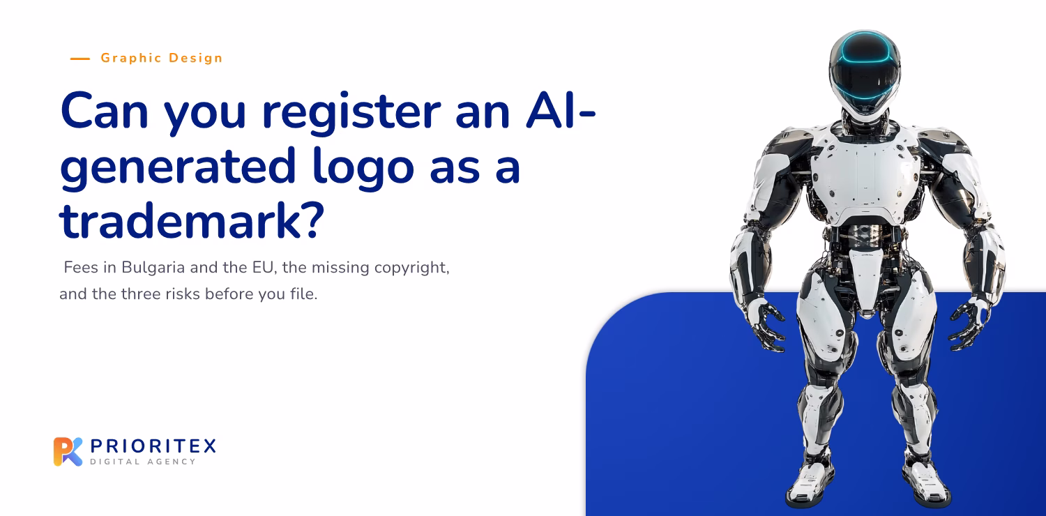 Trademark an AI-generated logo - header visual of the article on registration, fees, and risks